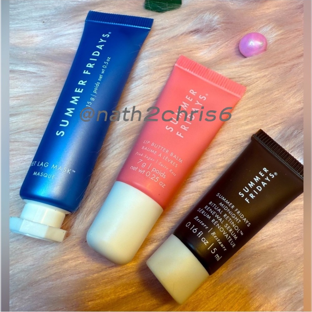 Summer Fridays Jet Lag Mask Moisturizer, Lip Butter Balm & Retinal Serum Bundle